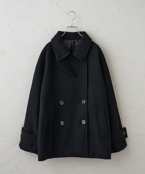 DISCOAT（ディスコート）の「中空糸スタンドミドルコート《WEB限定カラーあり》（ピーコート・レディース・ライトベージュ/チャコールグレー/トープ/ブラック・F）」の2枚目の写真