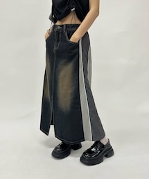 WHO'S WHO gallery（フーズフーギャラリー）の「ナイロン切替デニムスカート（スカート・レディース）」