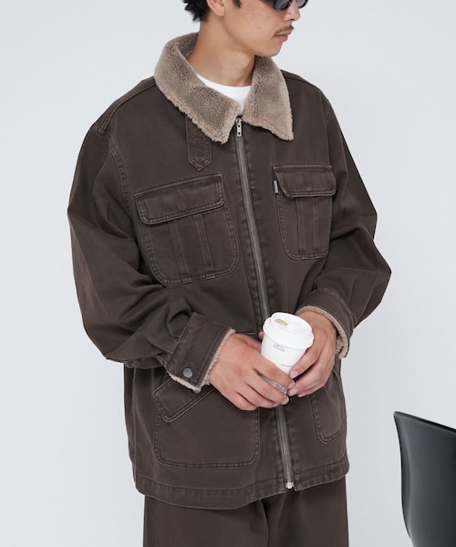 CIAOPANIC（チャオパニック）の「【8/9(金)10:00～販売開始】【CONESBOSS/コーンズボス】デニムボアジャケット（ジャケット/アウター・レディース・ブルー/インディゴブルー/ブラウン・F）」の2枚目の写真