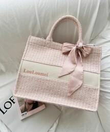 NICE CLAUP LouLoumei トートバッグ 推し活 LouLoumei】 チャーム付きツイードキャリーオントートBAG