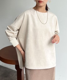 Chez toi（シェトワ）の「BACKリブラインスエードプルオーバー（Tシャツ/カットソー）」