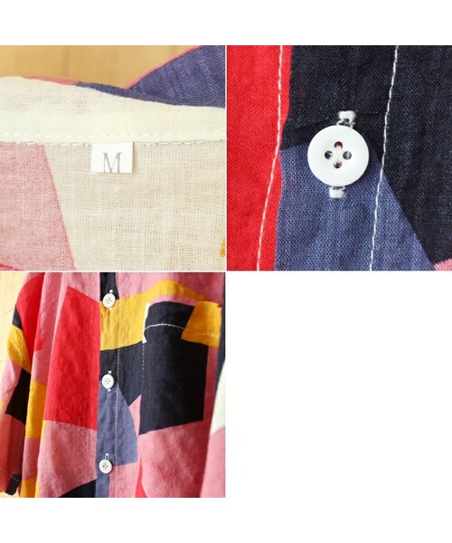 の「80s 90s EURO 半袖 総柄 シャツ ピンク メンズM 幾何学模様