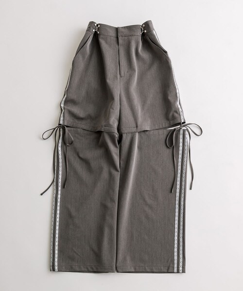 OLIVE des OLIVE（オリーブデオリーブ）の「サイドスリットリボンスラックスパンツ（スラックス・レディース・サックスブルー/チャコールグレー/ブラック・S/M）」の3枚目の写真