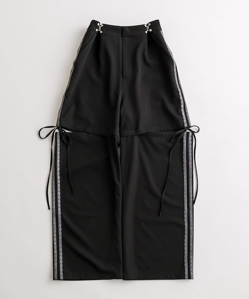 OLIVE des OLIVE（オリーブデオリーブ）の「サイドスリットリボンスラックスパンツ（スラックス・レディース・サックスブルー/チャコールグレー/ブラック・S/M）」の2枚目の写真