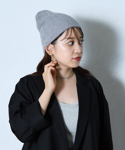 COLONY 2139（コロニートゥーワンスリーナイン）の「ラメニット帽（ニットキャップ/ビーニー・レディース・ブラック/カーキ/シルバー・F）」の3枚目の写真