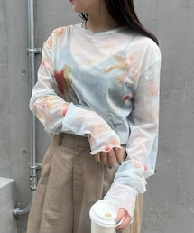 CIAOPANIC TYPY | 【WILLOW】総柄シアーニュアンスTEE(Tシャツ/カットソー)