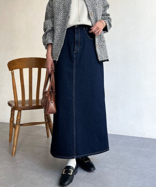 Chez toi（シェトワ）の「デニムロングスカート（デニムスカート・レディース・ブルー/インディゴブルー・F）」の2枚目の写真