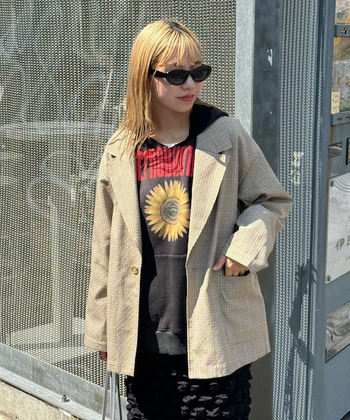 CIAOPANIC（チャオパニック）の「【2024AW】ビックカラーシングルテーラードジャケット（テーラードジャケット・レディース・ベージュ/ブルー/ブラウン・ONE）」の2枚目の写真