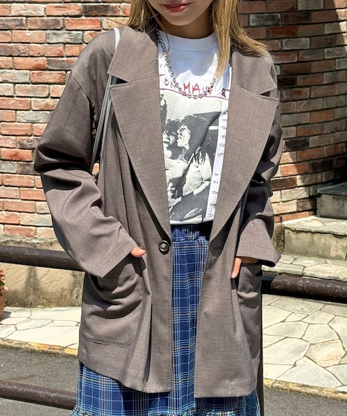 CIAOPANIC（チャオパニック）の「【2024AW】ビックカラーシングルテーラードジャケット（テーラードジャケット・レディース・ベージュ/ブルー/ブラウン・ONE）」の3枚目の写真