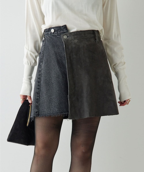 PEAS】リメイクラップミニスカート