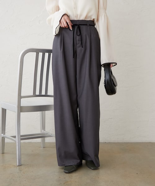 mystic（ミスティック）の「【3日間限定予約10%OFF】リボンスラックス（スラックス・レディース・アイボリー/ベージュ/ボルドー/チャコールグレー・0/1/2）」の2枚目の写真