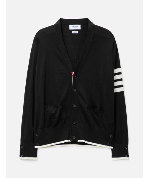 Fine Merino Wool 4-Bar Relaxed Fit Cardigan