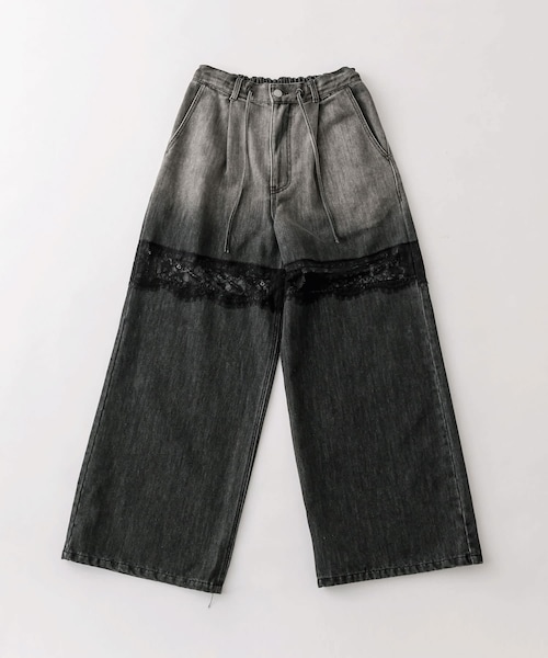 OLIVE des OLIVE(オリーブデオリーブ)の「レース切替デニムパンツ(デニムパンツ・レディース・サックスブルー/ブルー/ブラック・S/M)」の2枚目の写真