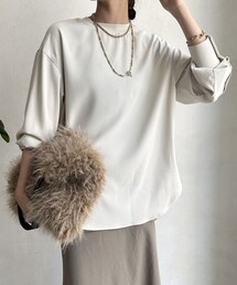 DouDou（ドゥドゥ）の「【WEB限定】袖ボタンジョーゼットプルオーバー（Tシャツ/カットソー・レディース）」