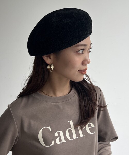 Chez toi（シェトワ）の「モールヤーンベレー帽（ハンチング/ベレー帽・レディース・アイボリー/ベージュ/ブラック・F）」の2枚目の写真