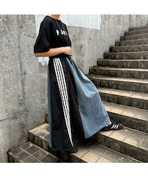 copine | 異素材切り替えサイドラインデニムスカート(デニムスカート)