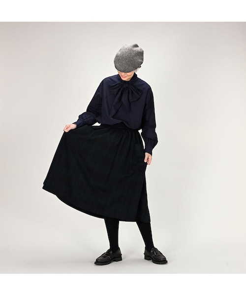 45R ジャージフラノフレアスカート ウール グレー 45Rジャージフラノのスカート: WOMEN｜45R