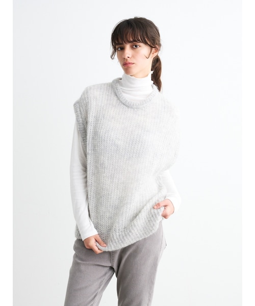 スリードッツニットベスト three dots（スリードッツ）の「メッシュモヘア ベスト（）」 - WEAR