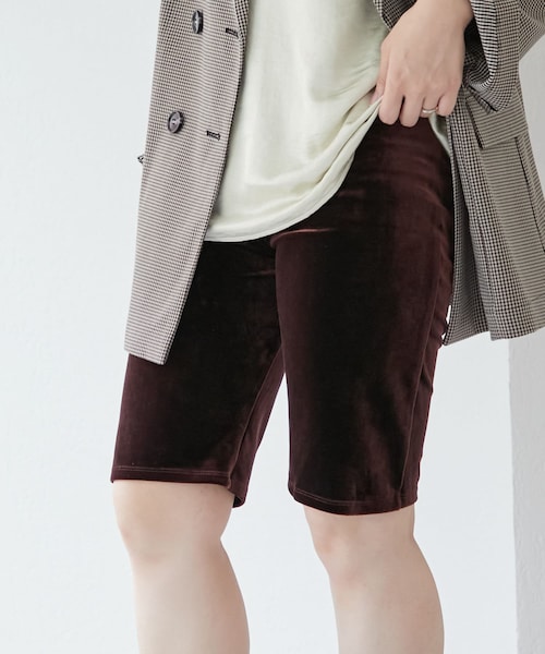 mystic（ミスティック）の「ベロアハーフレギンス（タイツ/ストッキング・レディース・ベージュ/ブラウン・F）」の2枚目の写真