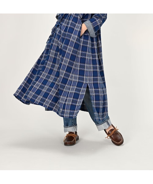 藍インドネルチェックのカシュクールドレス 45R（フォーティファイブアール）の「藍インドネルチェックの
