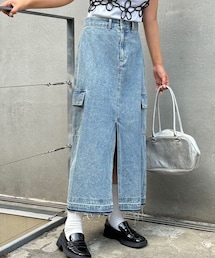【2024AW】オーバーダイデニムカーゴスリットスカート
