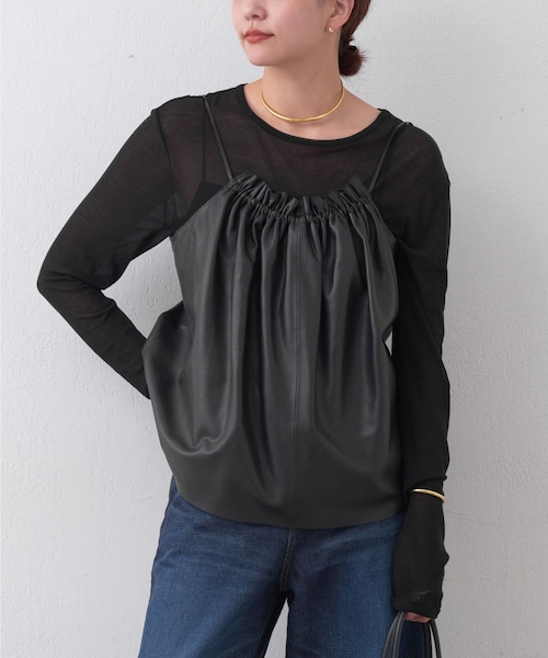 【HERITANOVUM】レザーキャミブラウス HERITANOVUM】レザーキャミブラウス
