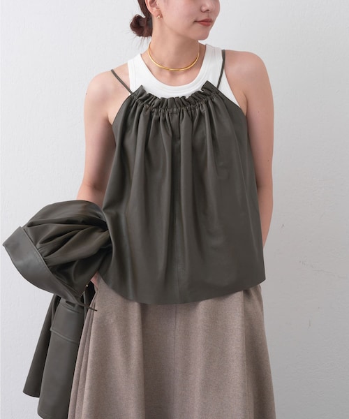 【HERITANOVUM】レザーキャミブラウス HERITANOVUM】レザーキャミブラウス