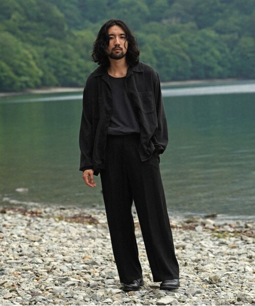 shiun（シウン）の「GARMENT DYE LIGHT NEL SHIRT（シャツ/ブラウス・メンズ・ブラック・XS/S/M）」の2枚目の写真