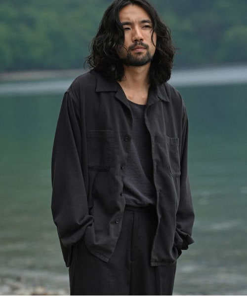 shiun（シウン）の「GARMENT DYE LIGHT NEL SHIRT（シャツ/ブラウス・メンズ・ブラック・XS/S/M）」の4枚目の写真