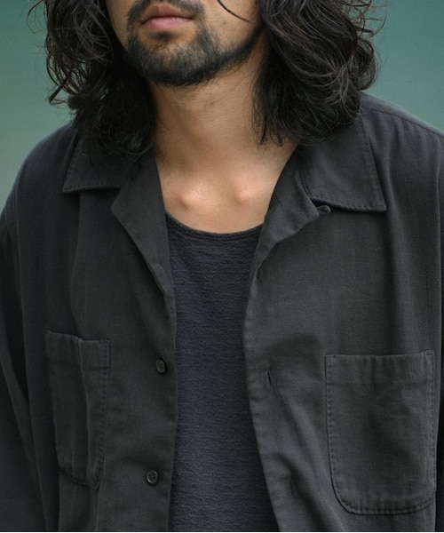 shiun（シウン）の「GARMENT DYE LIGHT NEL SHIRT（シャツ/ブラウス・メンズ・ブラック・XS/S/M）」の7枚目の写真