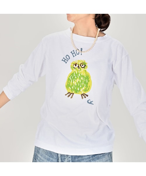45R ホーホーくんべタッチプリントの908Tシャツ 45R（フォーティファイブアール）の「ホーホーくんベタッチプリントの