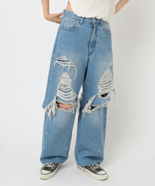 RNA（アールエヌエー）の「R4253 レイヤードダメージルーズパンツ