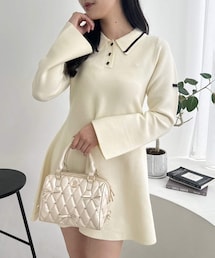 one after another NICE CLAUP | ポロ襟ニットミニワンピース(ワンピース/ドレス)