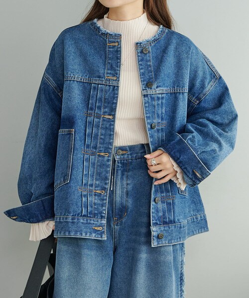 PUAL CE CIN（ピュアルセシン）の「ノーカラーデニムジャケット