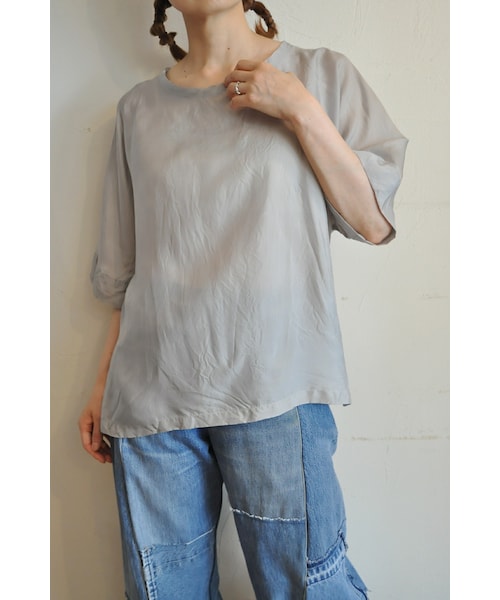 hippiness（ヒッピネス）の「キュプラルーズブラウス（シャツ/ブラウス・レディース・ベージュ/ホワイト/グリーン/ピンク/ブラック/グレー/パープル・one）」の4枚目の写真