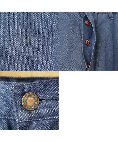 --（--）の「フランス デニム ワーク パンツ ペインター ネイビー ブルー W37相当 ヨーロッパ古着（デニムパンツ・レディース・ブルー・W37）」の2枚目の写真