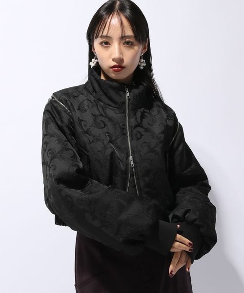 HARE スタンドナカワタブルゾン ネイビー Fサイズ ジャガード HARE