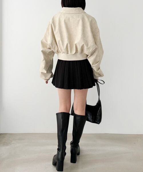 Heatherフェイクレザーショートブルゾン Heather（ヘザー）の「フェイクレザーWZIPショートブルゾン