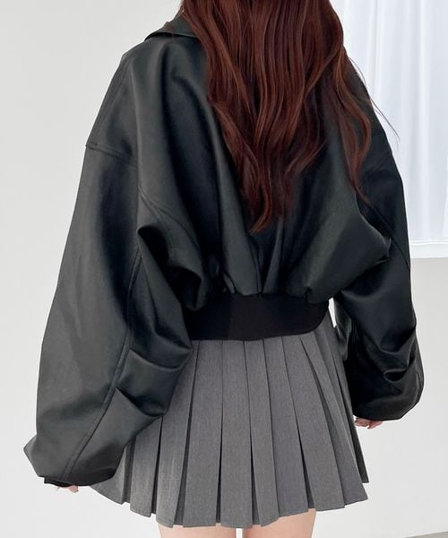 Heatherフェイクレザーショートブルゾン Heather（ヘザー）の「フェイクレザーWZIPショートブルゾン