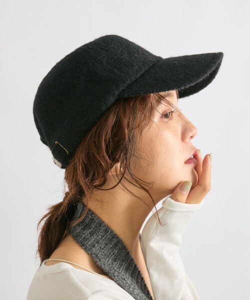 RIVE DROITE（リヴドロワ）の「予約【季節感◎】シャギーキャップ（キャップ・レディース・ライトベージュ/ブラック・F）」の2枚目の写真