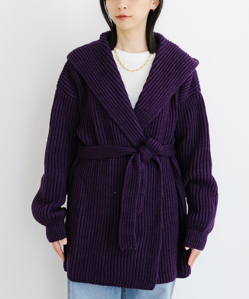 URBAN RESEARCH（アーバンリサーチ）の「『別注』OLDDERBY KNITWEAR×UR　Open Front Hoodie（カーディガン/ボレロ・レディース・MUSGO/PURPURA/NIEBLA・FREE）」の9枚目の写真