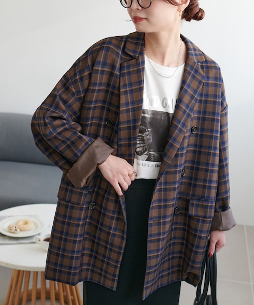 Discoat　チェックWブレストジャコット　ユニセックス WEB限定】チェックWブレストジャコット | DISCOAT(ディスコート