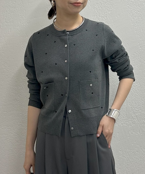 24AW LOUNGEDRESSラウンジドレス コンパクトハート刺繍カーディガン