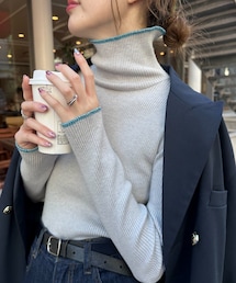 CIAOPANIC TYPY | アンチピリング配色ステッチタートル(ニット/セーター)