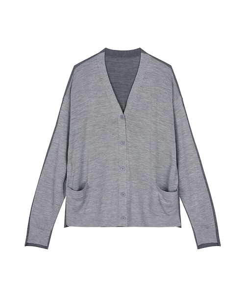 JNBY(ジェーエヌビーワイ)の「Two-Tone Merino Wool Cardigan(カーディガン/ボレロ・レディース・グレー/イエロー/レッド・34/36/38/40)」の2枚目の写真
