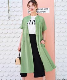 nissen | 大きいサイズ綿100％ポケットデザインシャツワンピース(ワンピース)