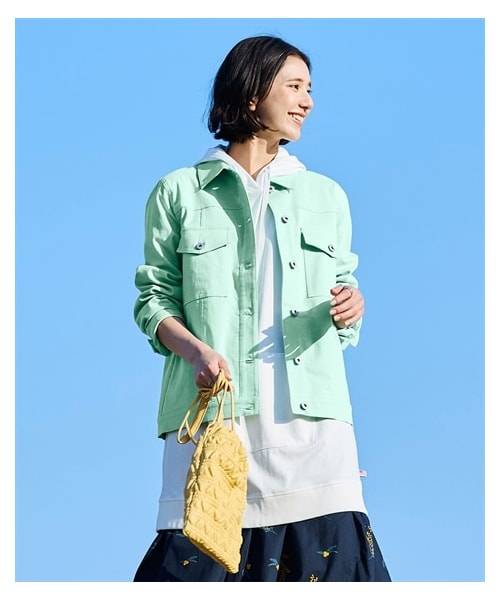 nissen（ニッセン）の「＜大きいサイズ＞ 花粉がつきにくい綿混ストレッチカラージャケット（ＵＶカット）（ジャケット/アウター・レディース・デニム調ネイビー/黒/アップルグリーン/オフホワイト/ベージュ/ライトピンク/ベイクドピンク・L/LL/3L/4L/5L/6L/8L/10L）」の19枚目の写真