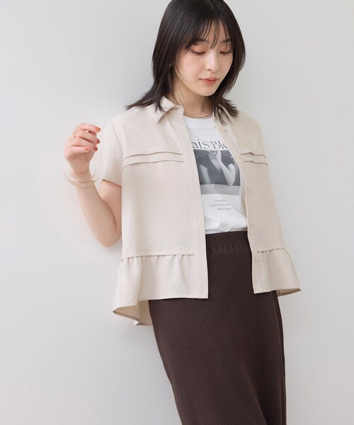 VIS（ビス）の「美easyリネンライクシャツブラウス/接触冷感・セットアップ対応（シャツ/ブラウス・レディース・キナリ/ネイビー/サックス・F）」の8枚目の写真
