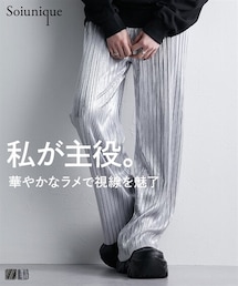 nissen | 光沢ラメカットプリーツパンツ ［Soiunique］(パンツ)
