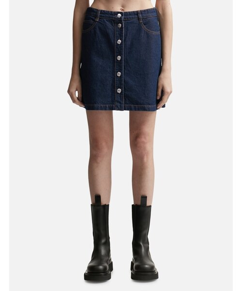 Buttoned Denim Mini Skirt